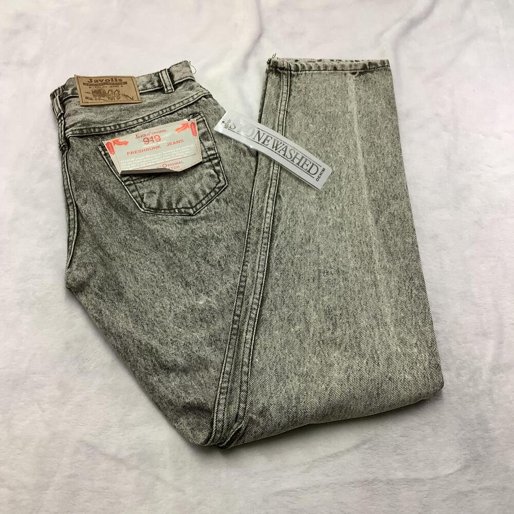 Vintage Javolis 919 Jeans Mens 31x32 Gray Stonewash Button Fly Straight Leg 80s
